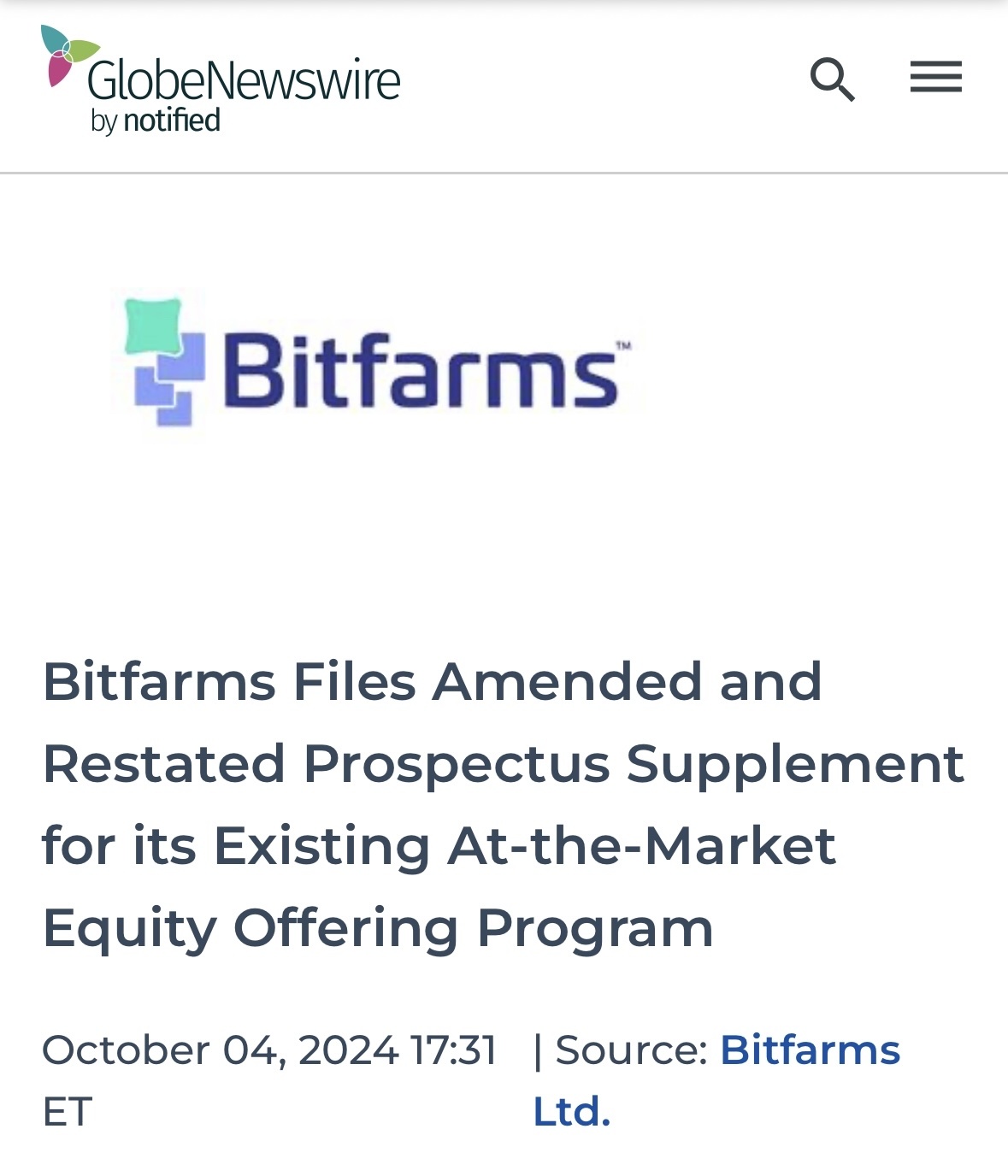 Bitfarms资讯….🚨⚡️