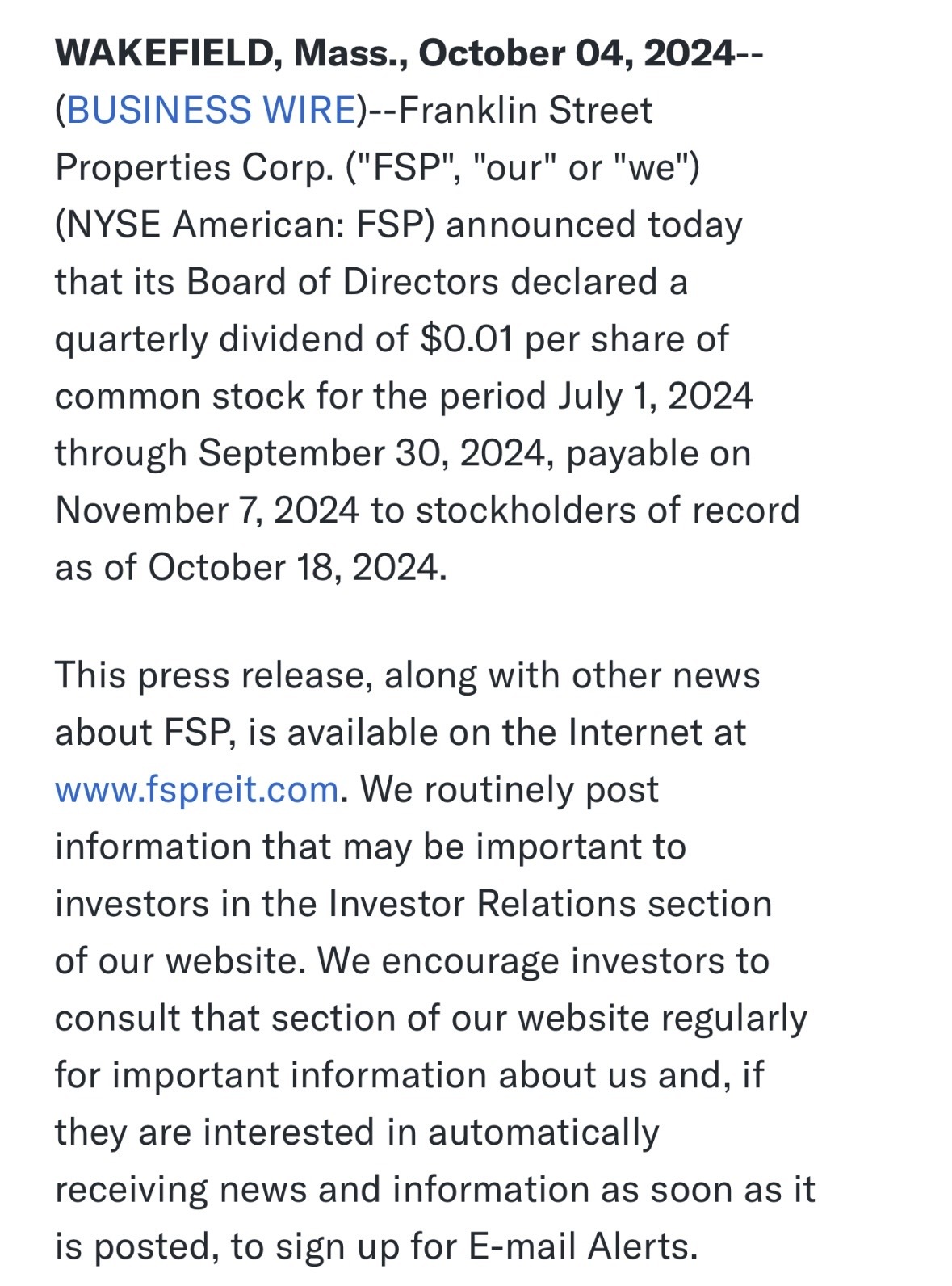 Franklin Street Properties Corp (FSP.US)$ - moomoo Community