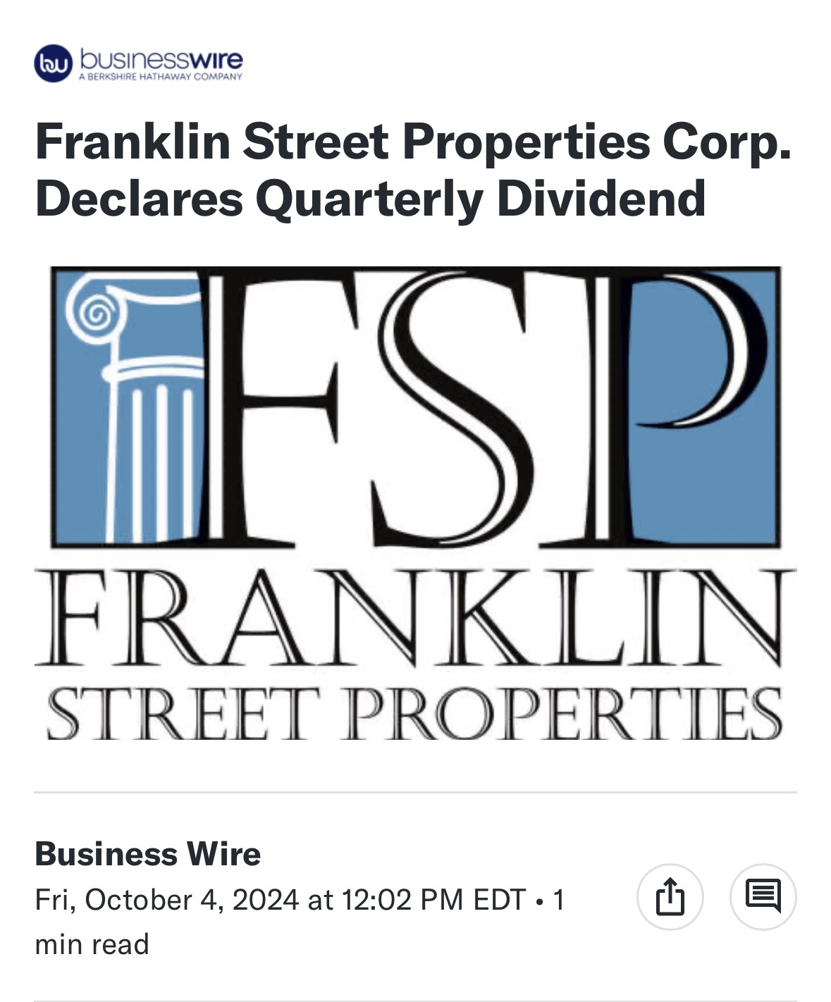 $Franklin Street Properties Corp (FSP.US)$