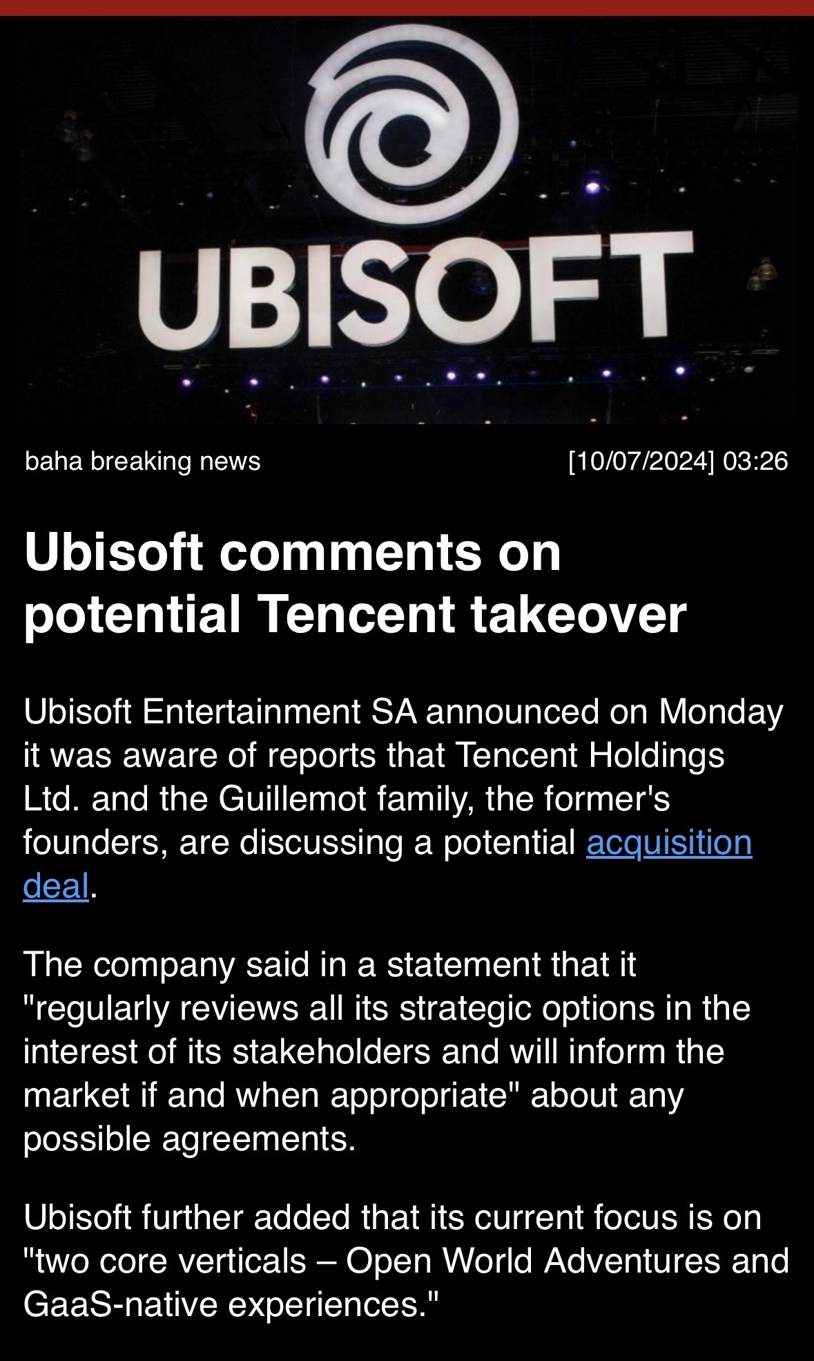 UBISOFT News…..🚨🚨🚨