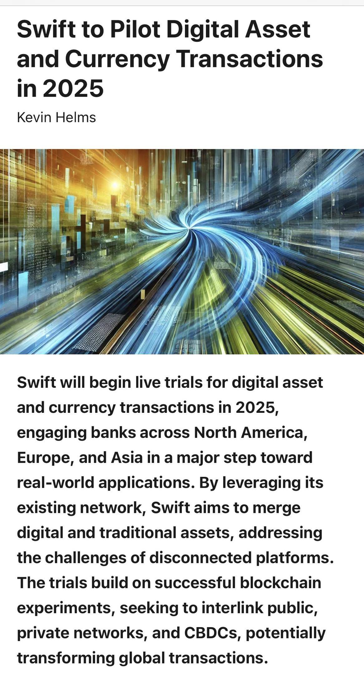 🚨 SWIFT（世界的な銀行間金融協会）