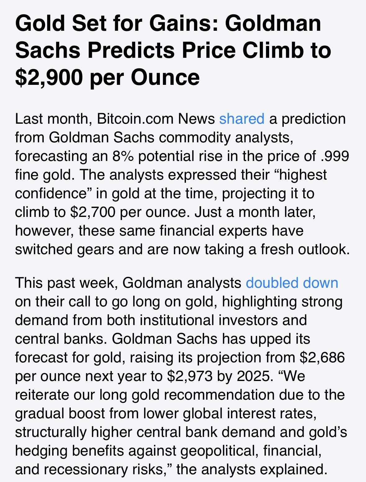 Goldman Sachs Raises Gold Forecast to $2,900 by 2025” - moomoo Community
