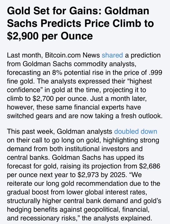 “Goldman Sachs Raises Gold Forecast to $2,900 by 2025”