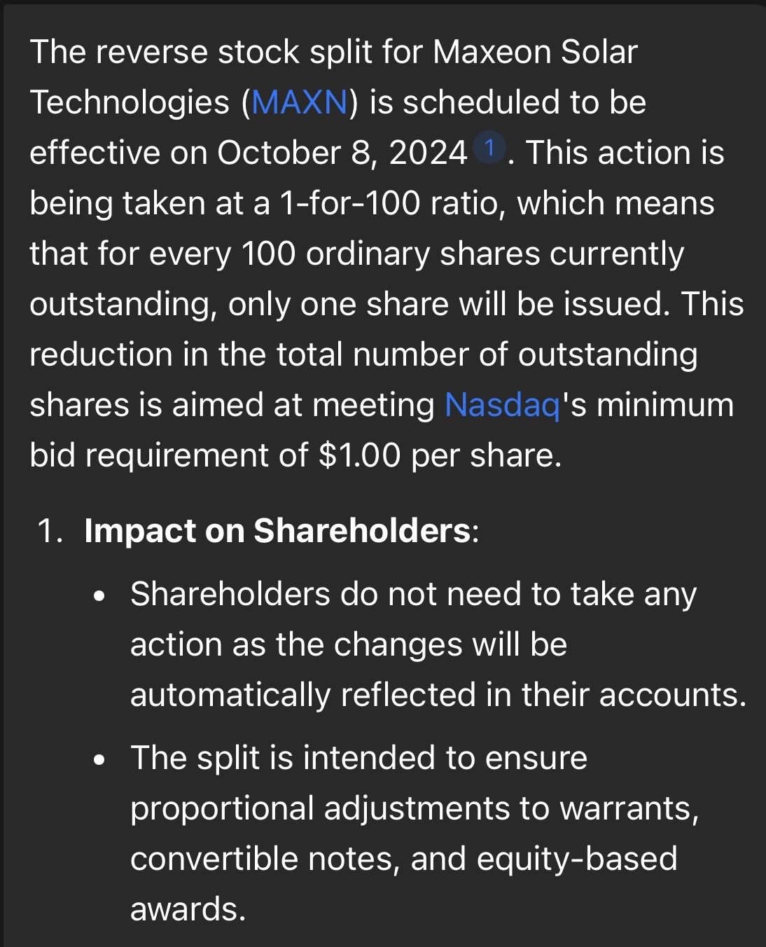 $MAXN 股票拆分。 🫵 你知道它终将到来，我也知道。 🐿️ 10/8/24 ☀️🔎🔍☀️