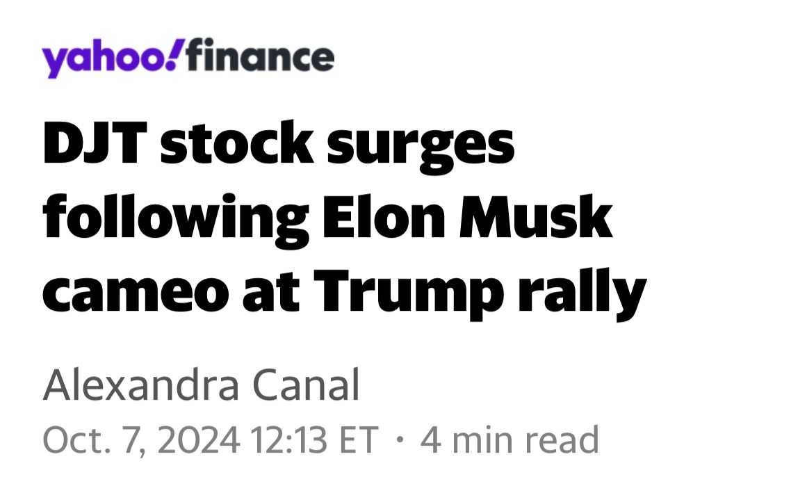 “DJT stock surged following Elon Musk cameo at Trump rally”