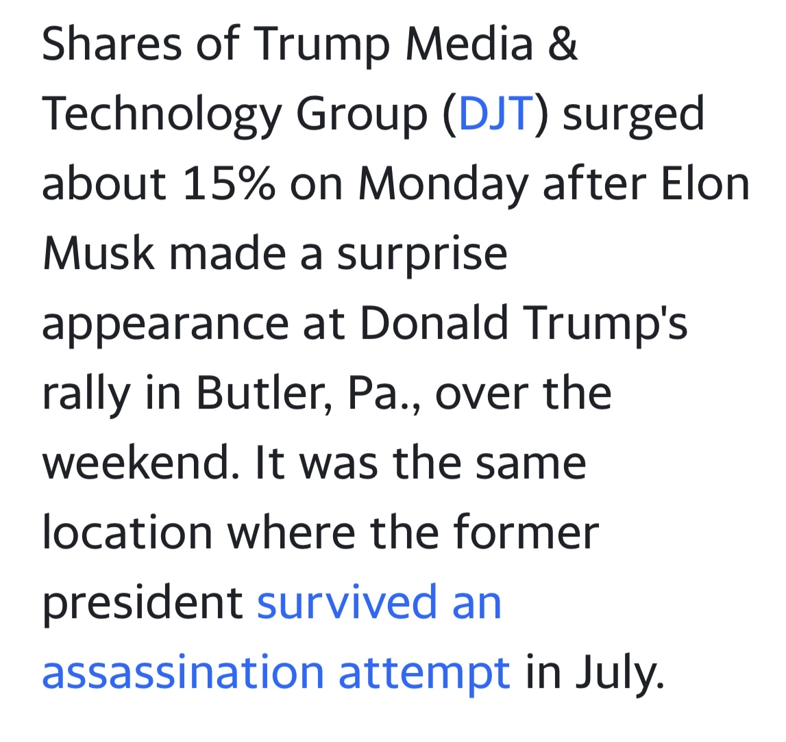 “DJT stock surged following Elon Musk cameo at Trump rally”