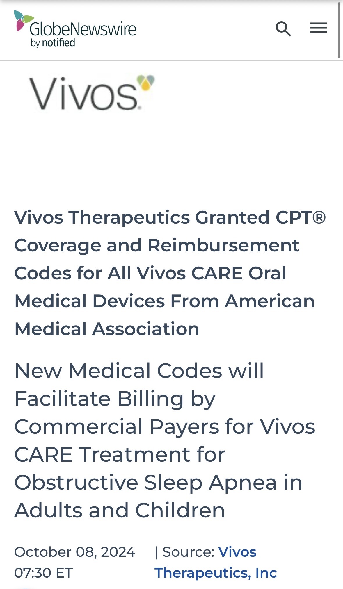 $Vivos Therapeutics (VVOS.US)$