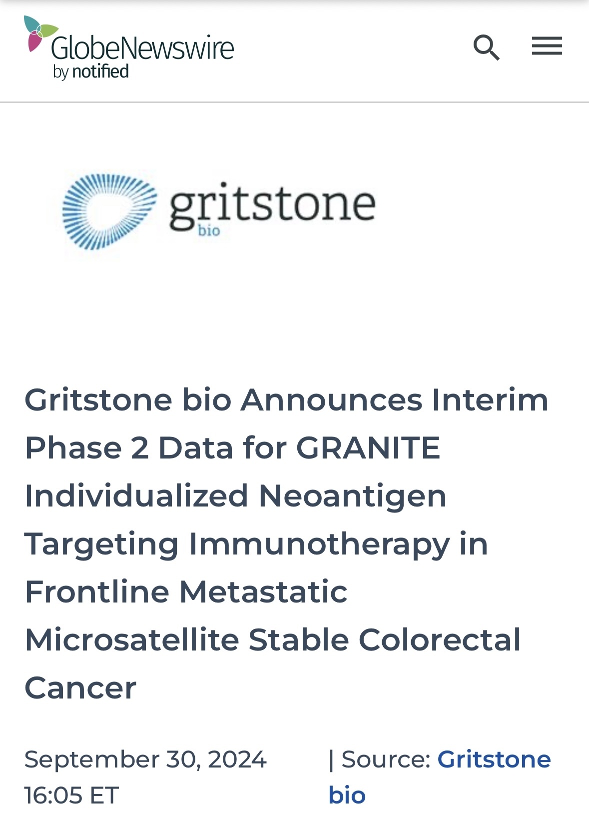 $Gritstone Bio (GRTS.US)$