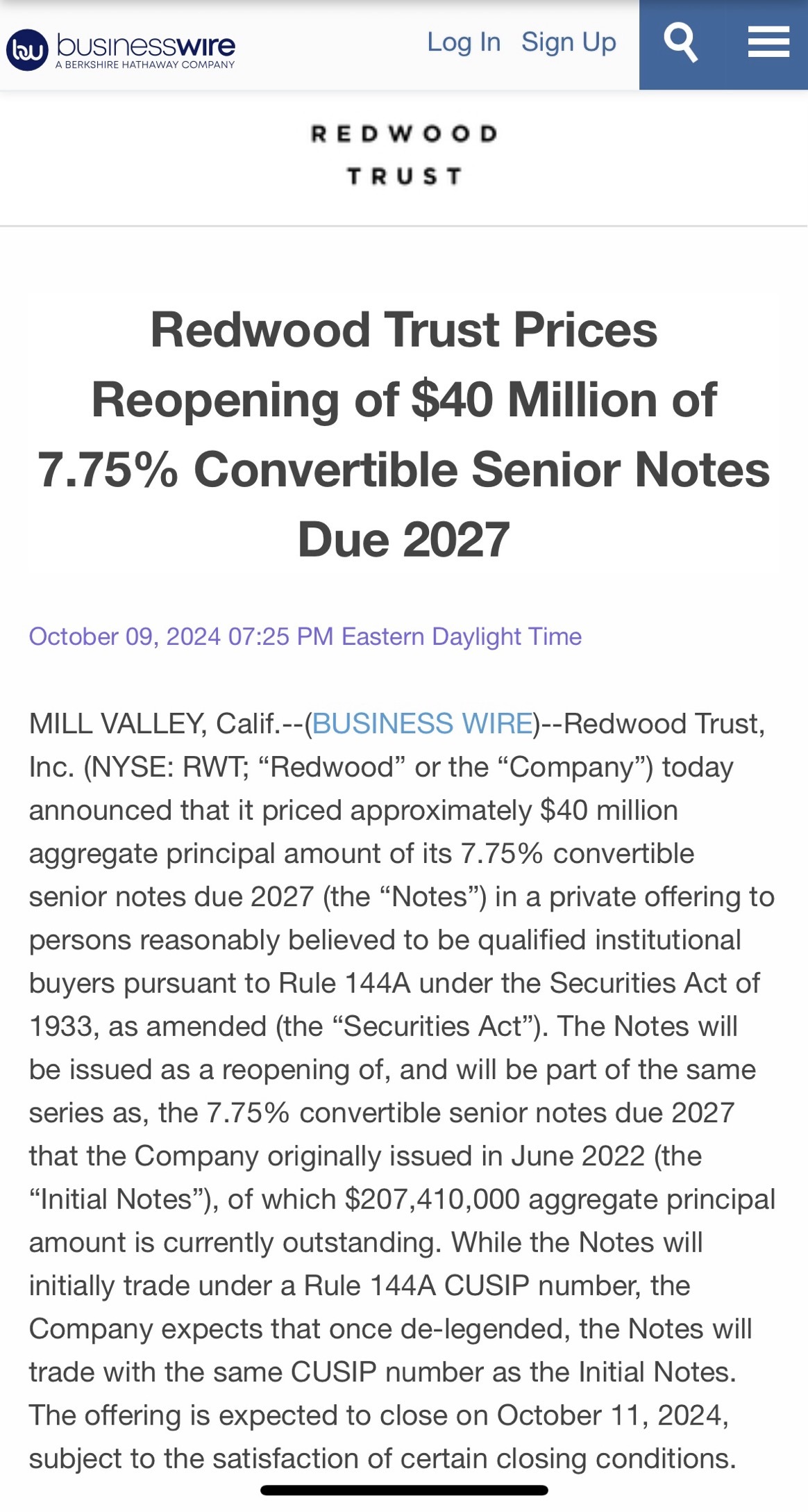 $Redwood Trust (RWT.US)$