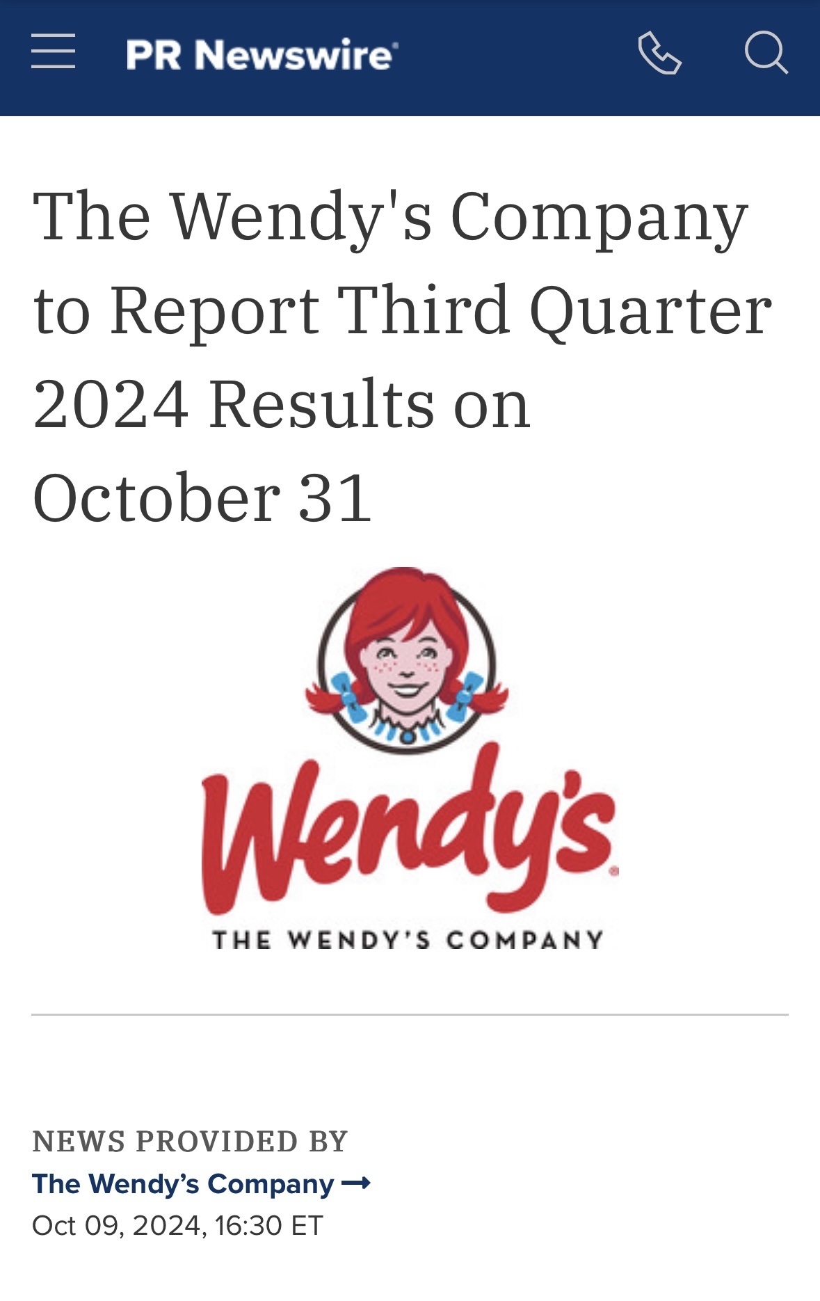 $The Wendy's Co (WEN.US)$