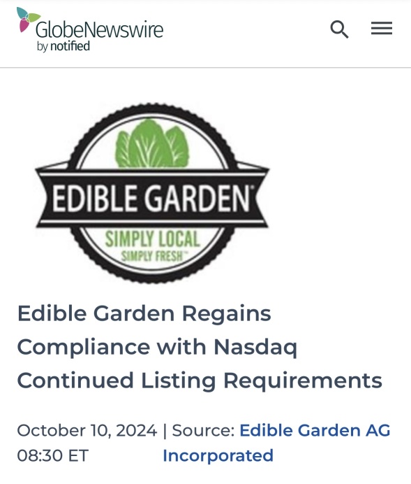 🚨 🚨 Regains Compliance with Nasdaq.