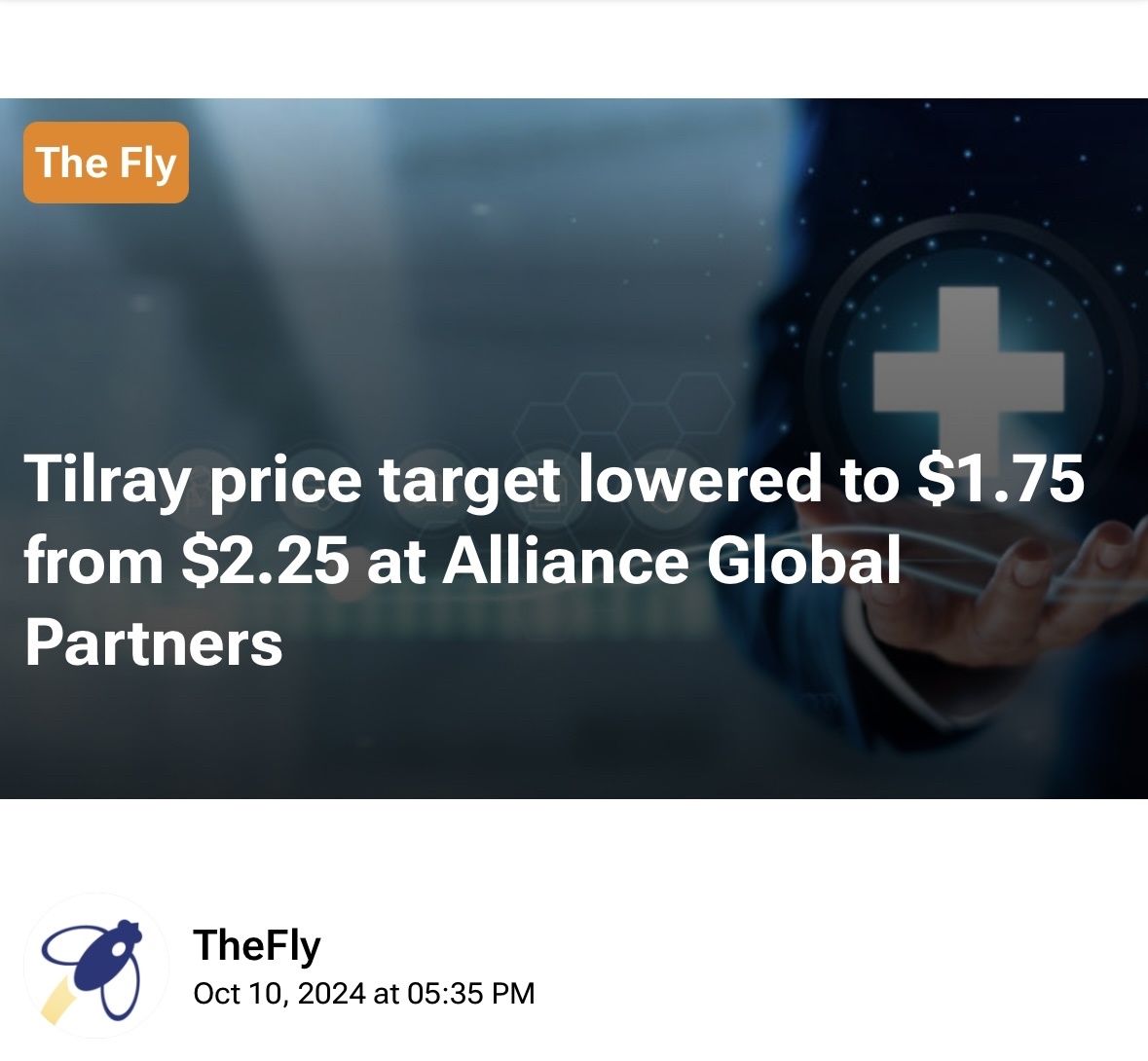 Alliance global partners將Tilray目標價從2.25美元降至1.75美元。