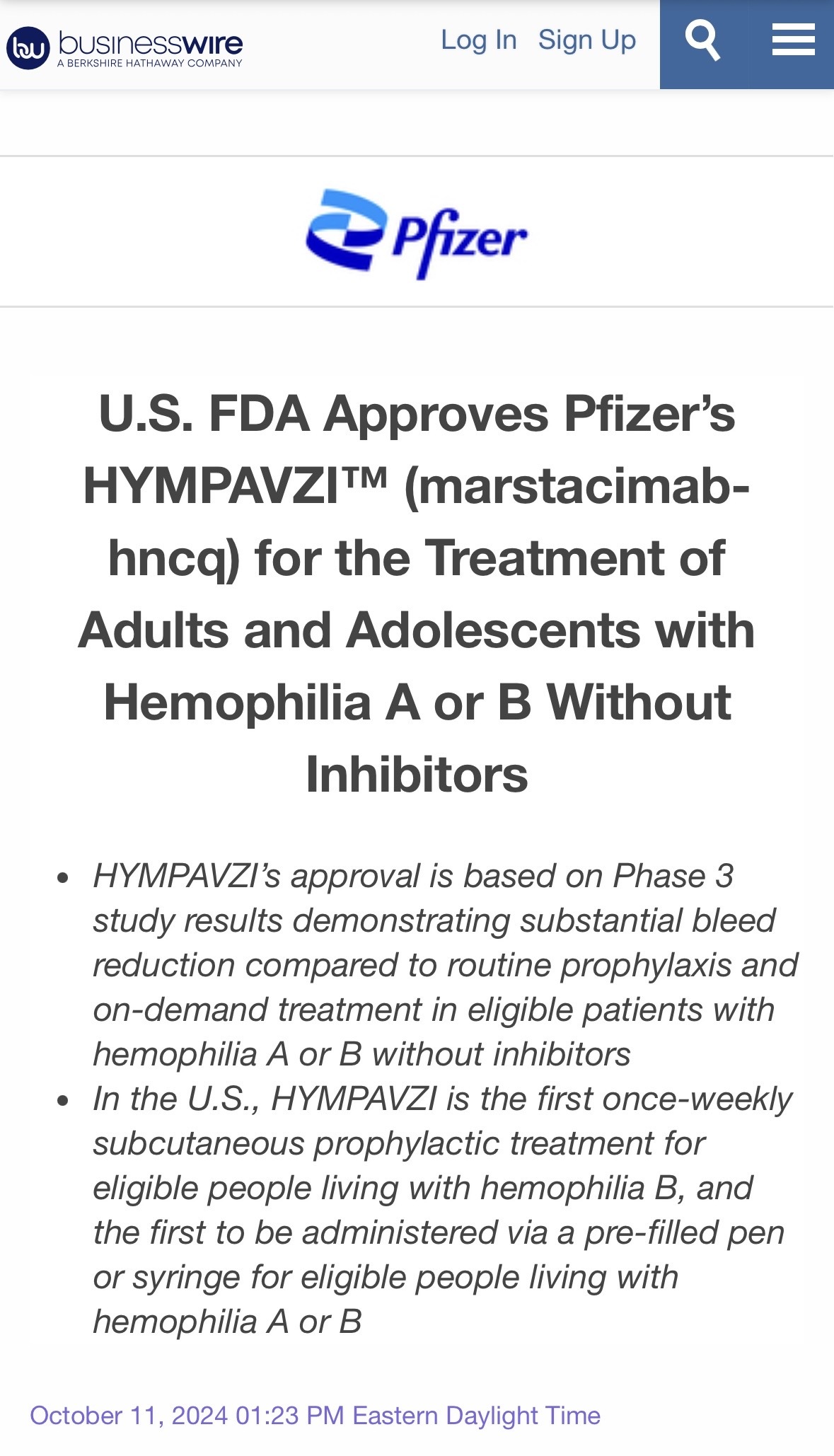 Pfizer Gets Approval.