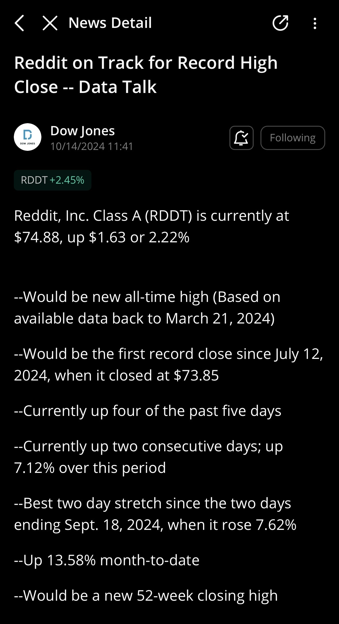 “Reddit on Track for Record High Close”