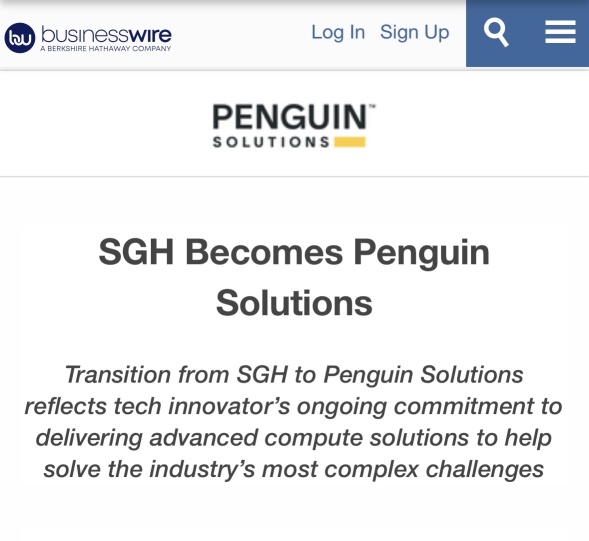 SGH Becomes Penguin Solutions