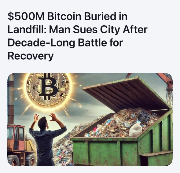 “$500M Bitcoin Buried in Landfill: Man Sues City After Decade-Long Battle for Recovery”