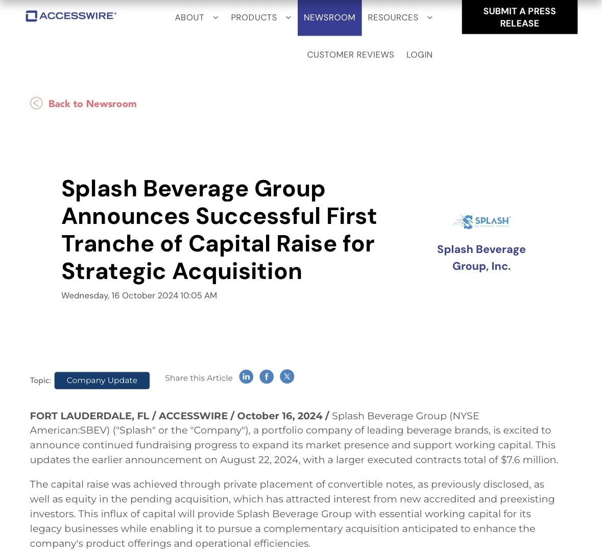 $Splash Beverage (SBEV.US)$