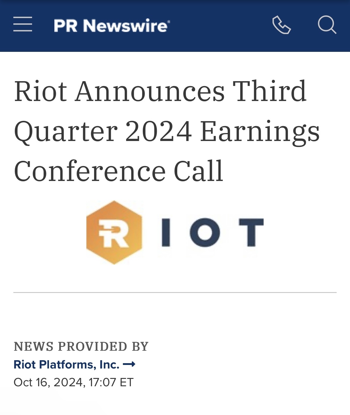 $ライオット・プラットフォームズ (RIOT.US)$