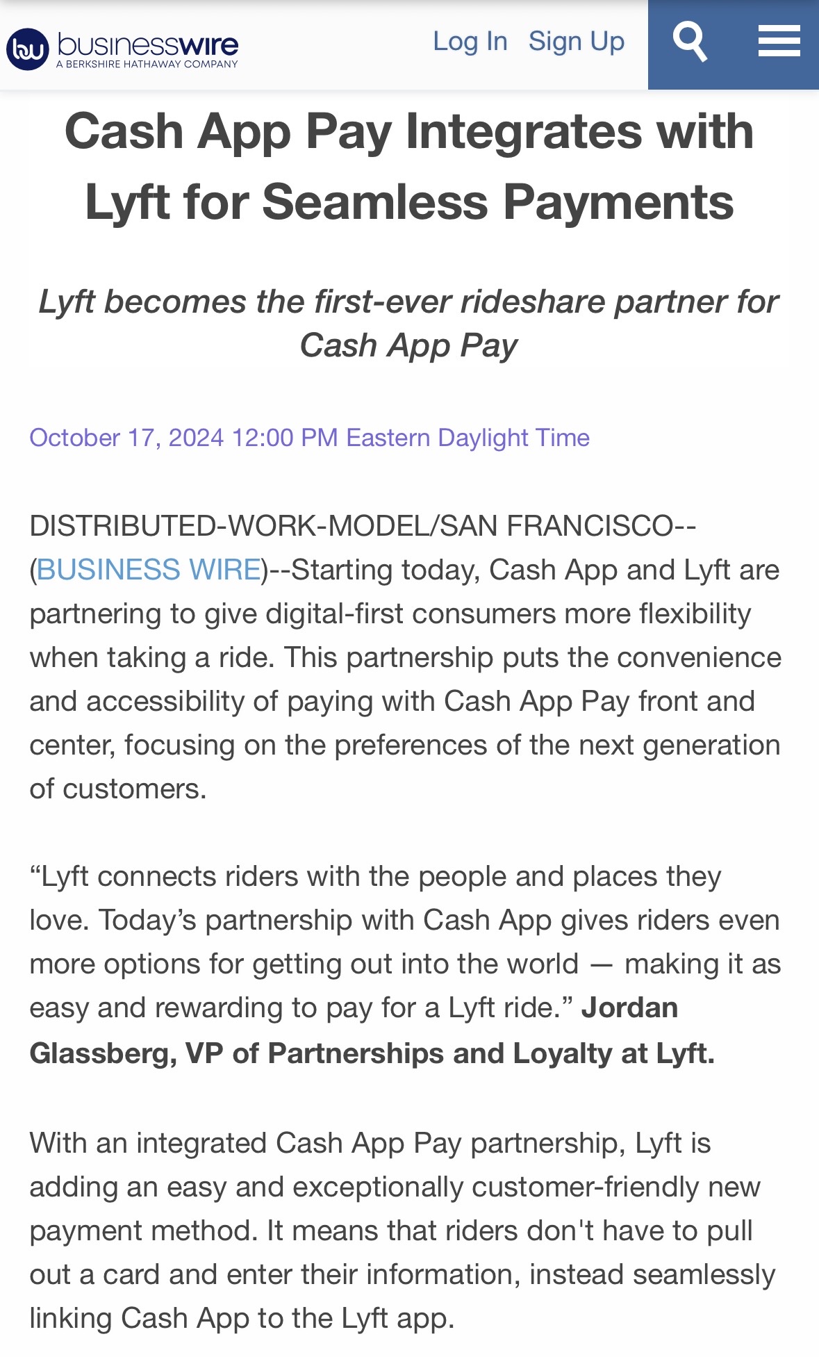 Cash App Pay Integrates with Lyft for Seamless Payments.