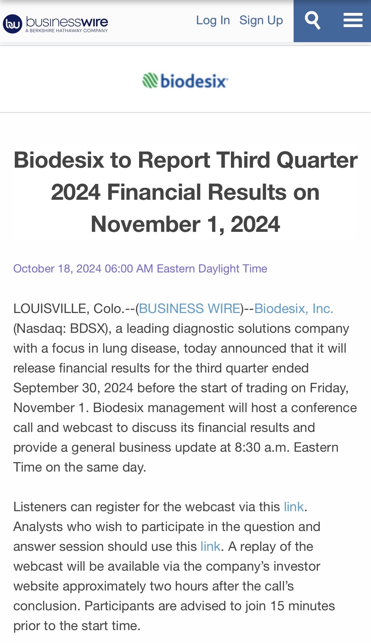 $Biodesix (BDSX.US)$