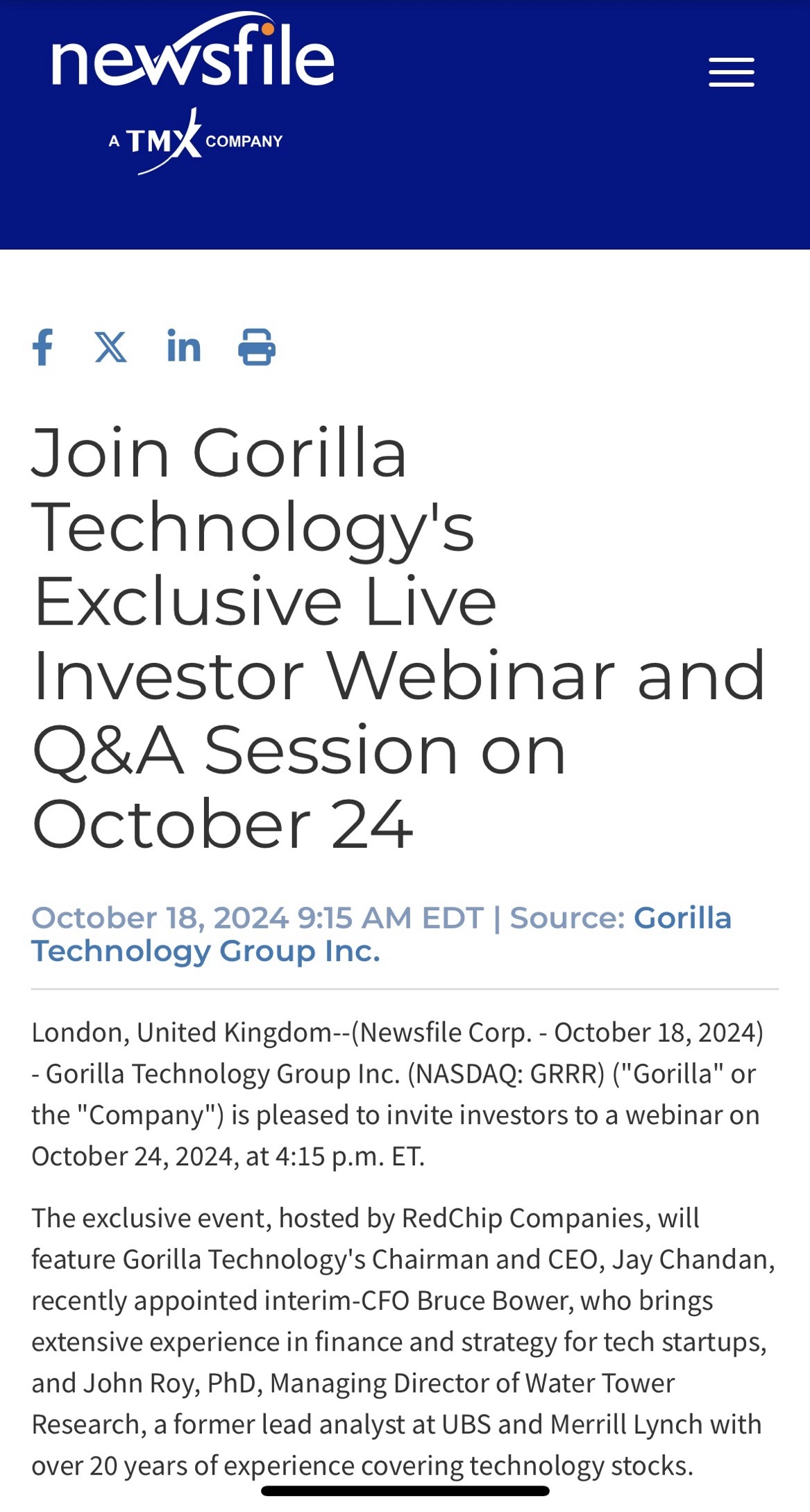 $Gorilla Technology (GRRR.US)$