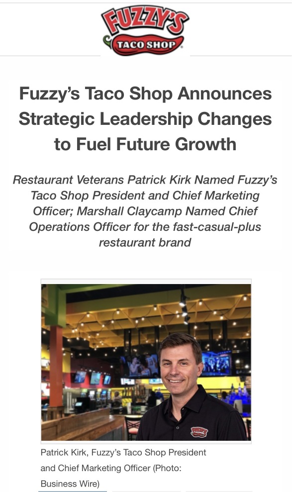 Fuzzy’s Taco Shop Announces Strategic Leadership Changes to Fuel Future Growth.