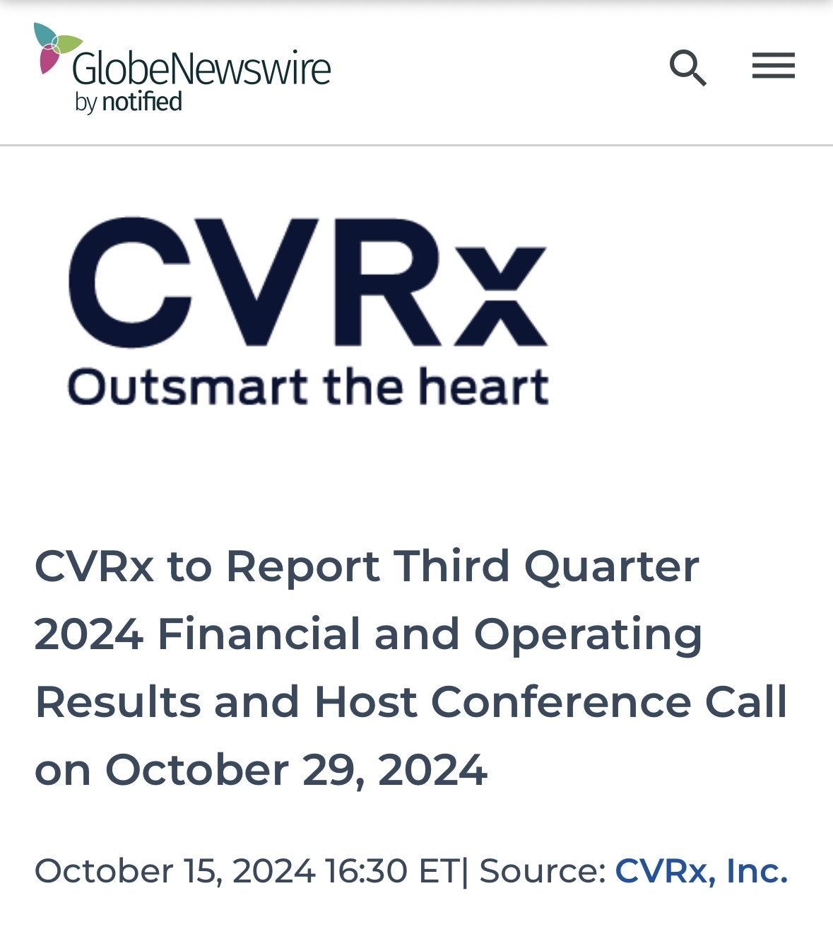 $CVRx・インク (CVRX.US)$