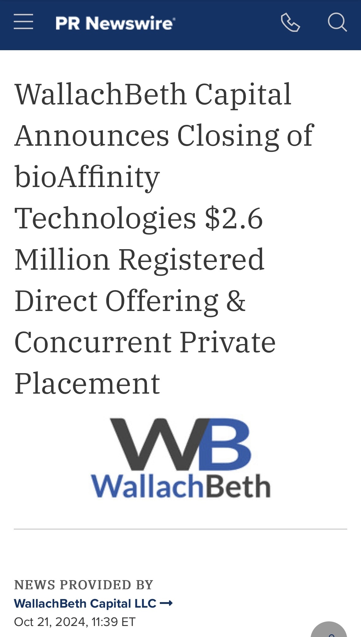 $bioAffinity Technologies (BIAF.US)$