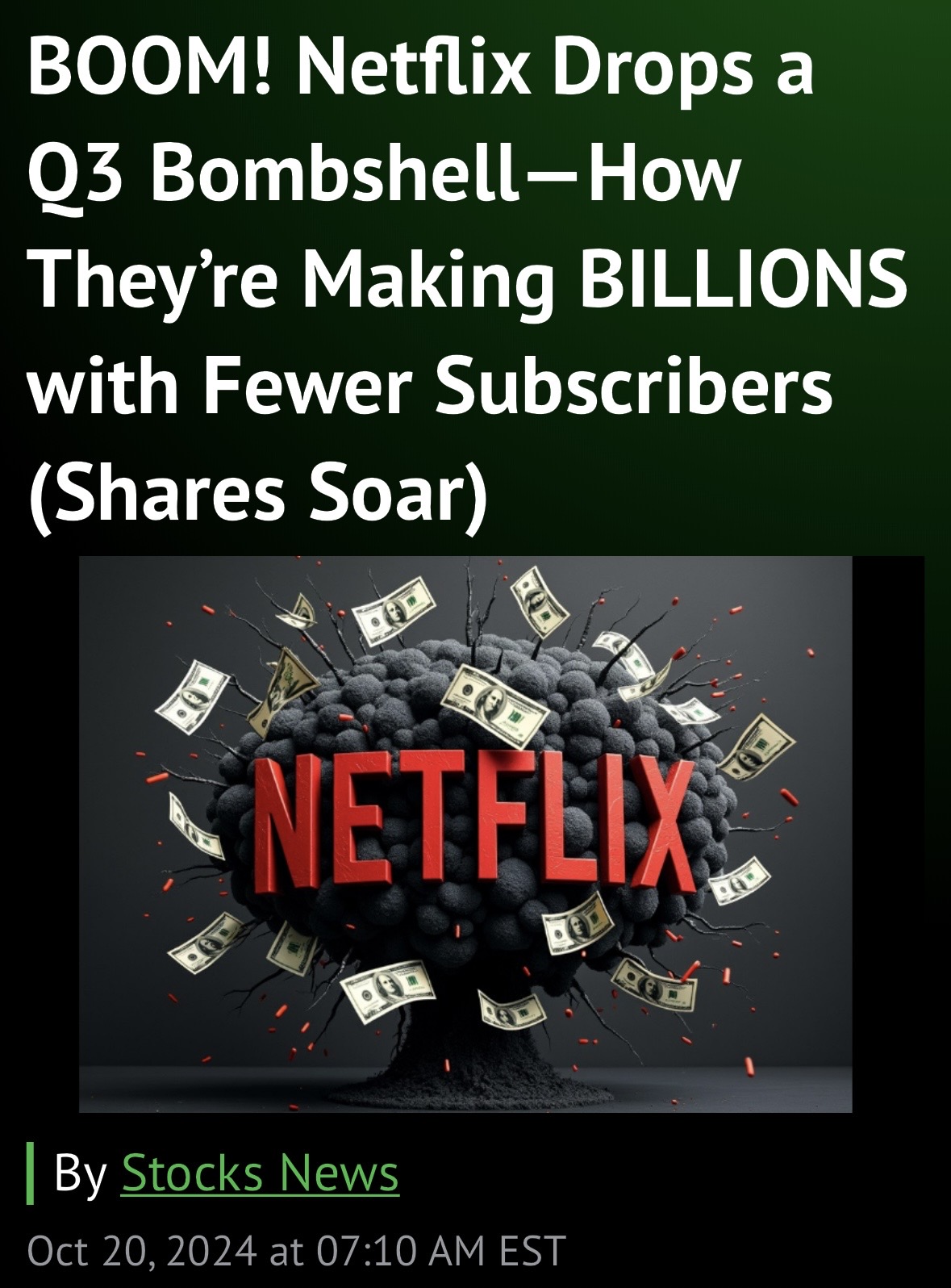 Netflix drops a Q3 Bombshell……..