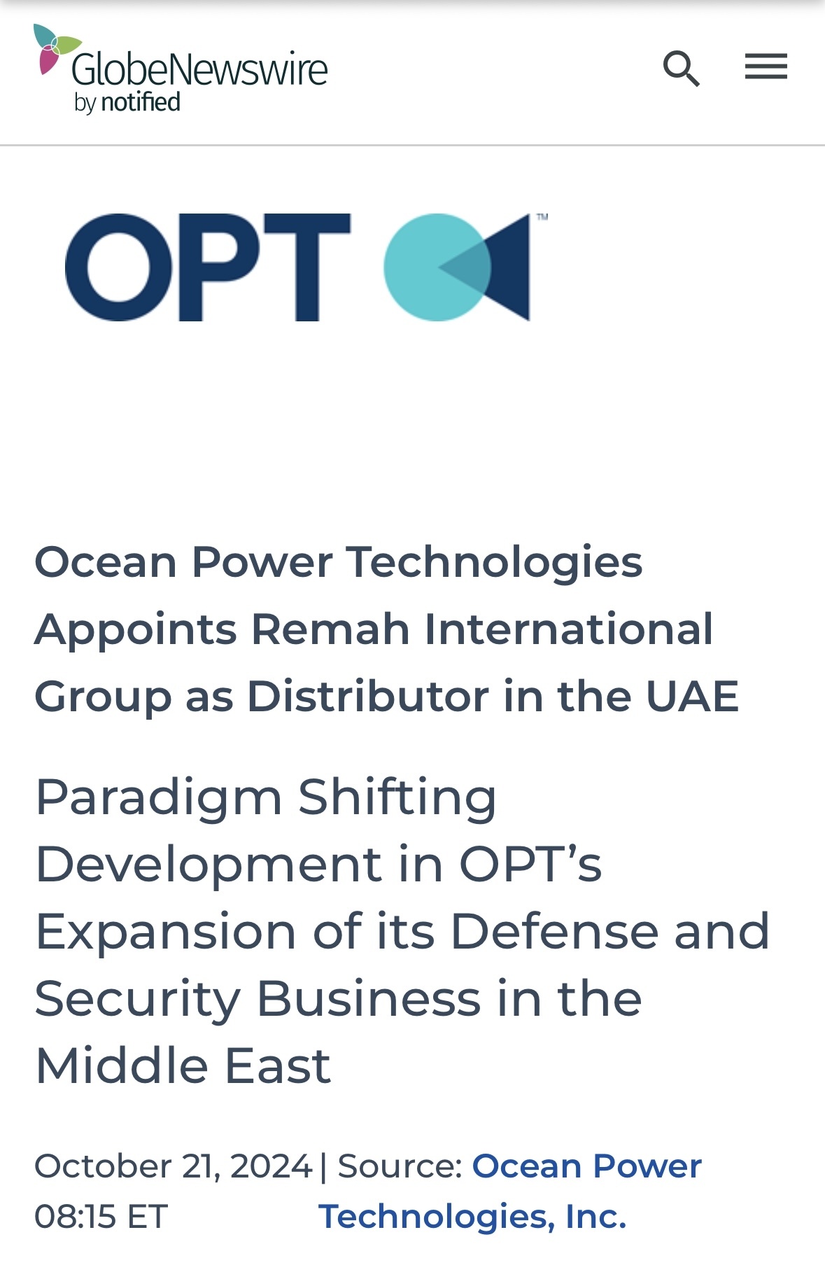 $Ocean Power Technologies (OPTT.US)$