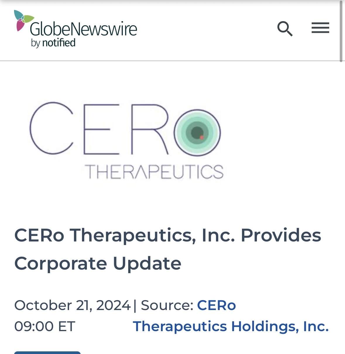 $CERo Therapeutics (CERO.US)$