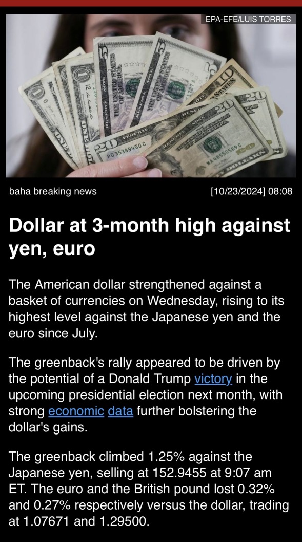 Dollar at 3-month high against yen, euro….