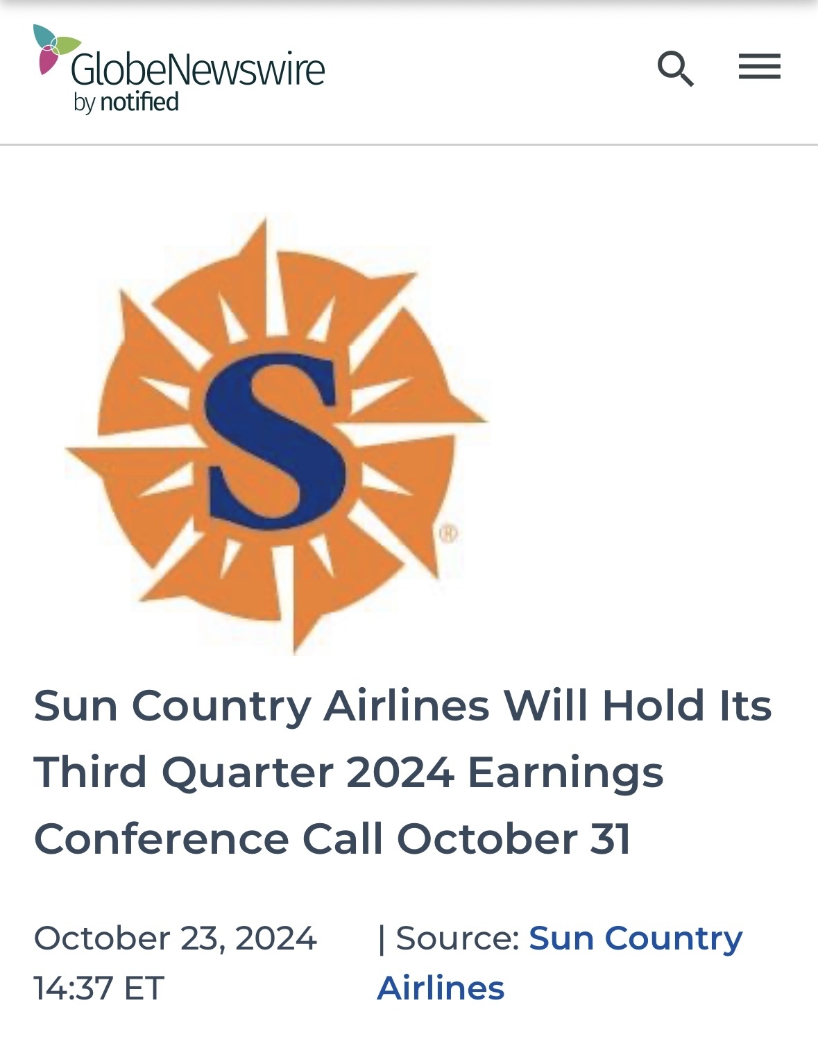 $Sun Country Airlines (SNCY.US)$