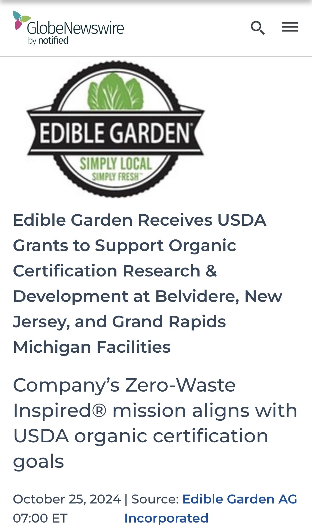 $Edible Garden (EDBL.US)$