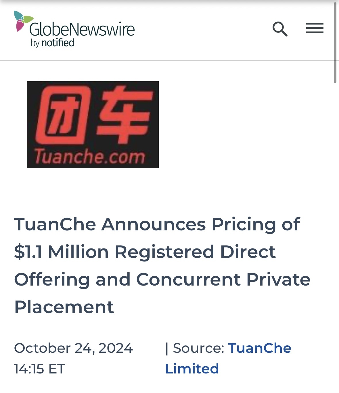 $TuanChe (TC.US)$