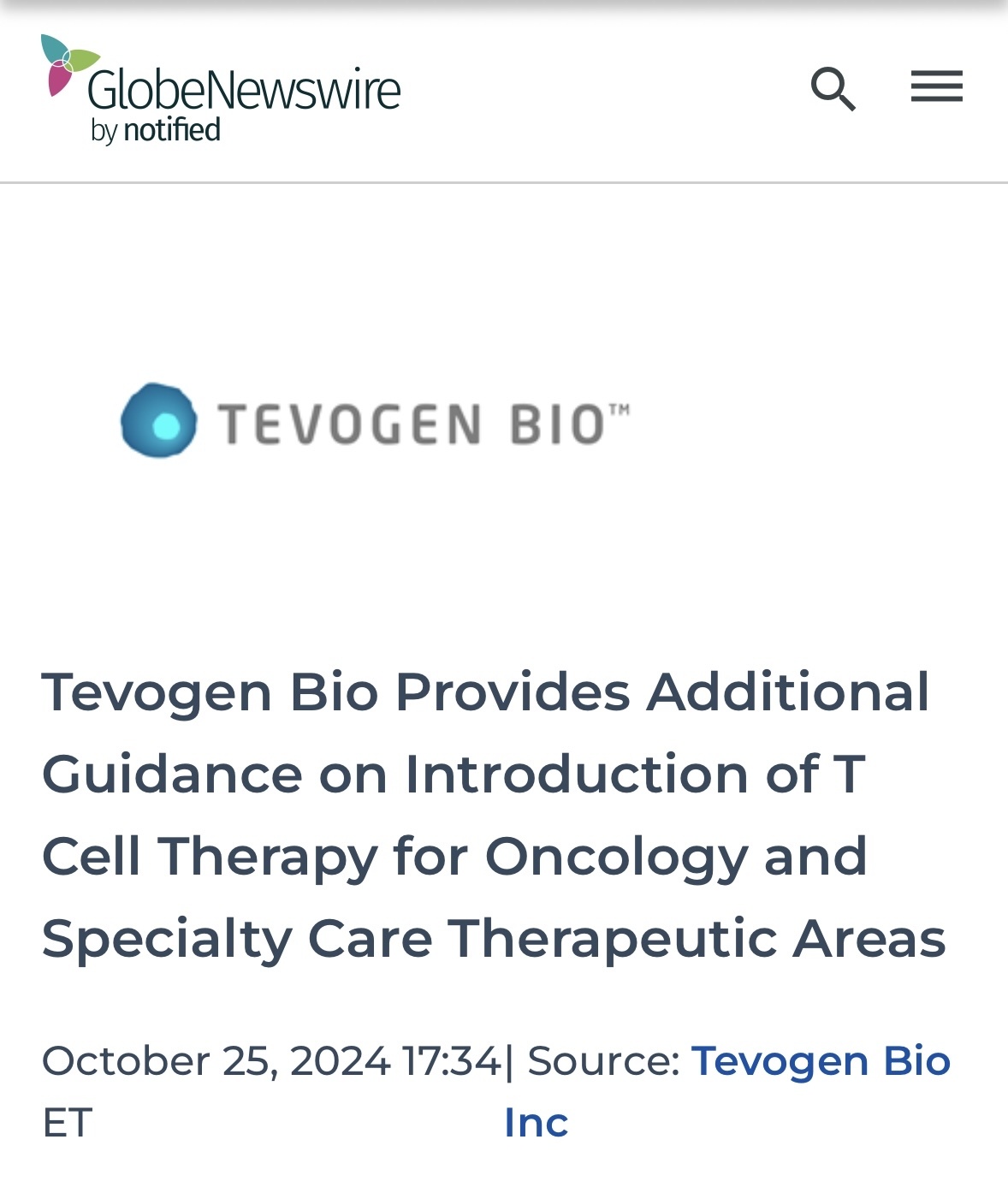 TEVOGEN BIO, News!! 🚨 🚨