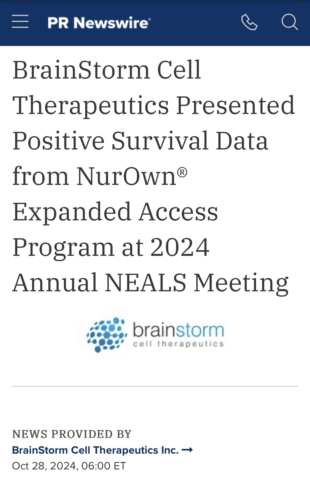 $Brainstorm Cell Therapeutics (BCLI.US)$