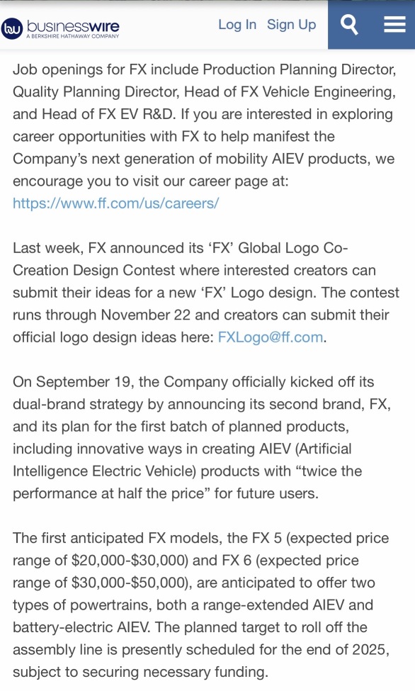 Faraday Future的外汇期货品牌继续加紧步伐，开始招聘关键职位