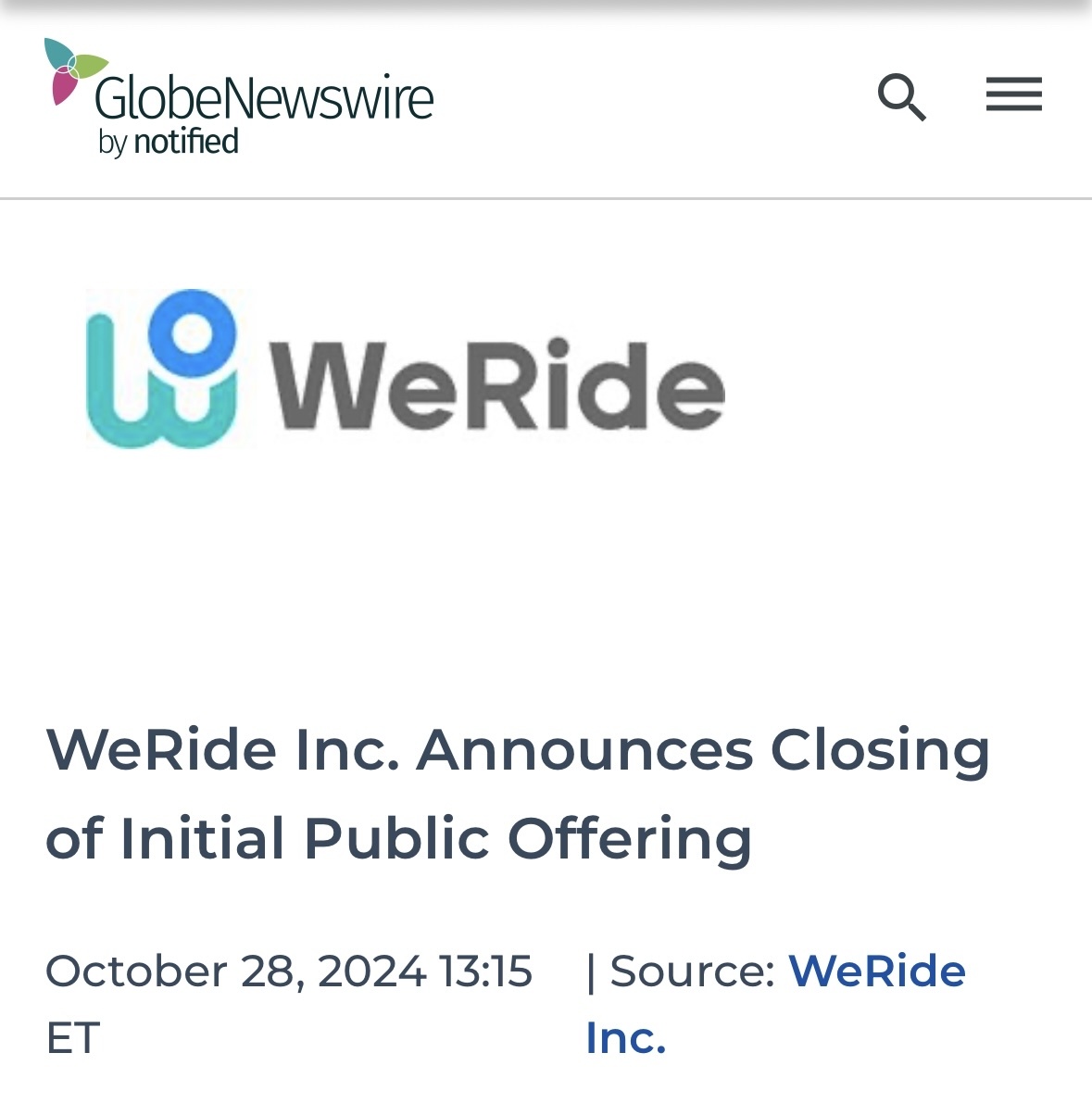 $WeRide (WRD.US)$