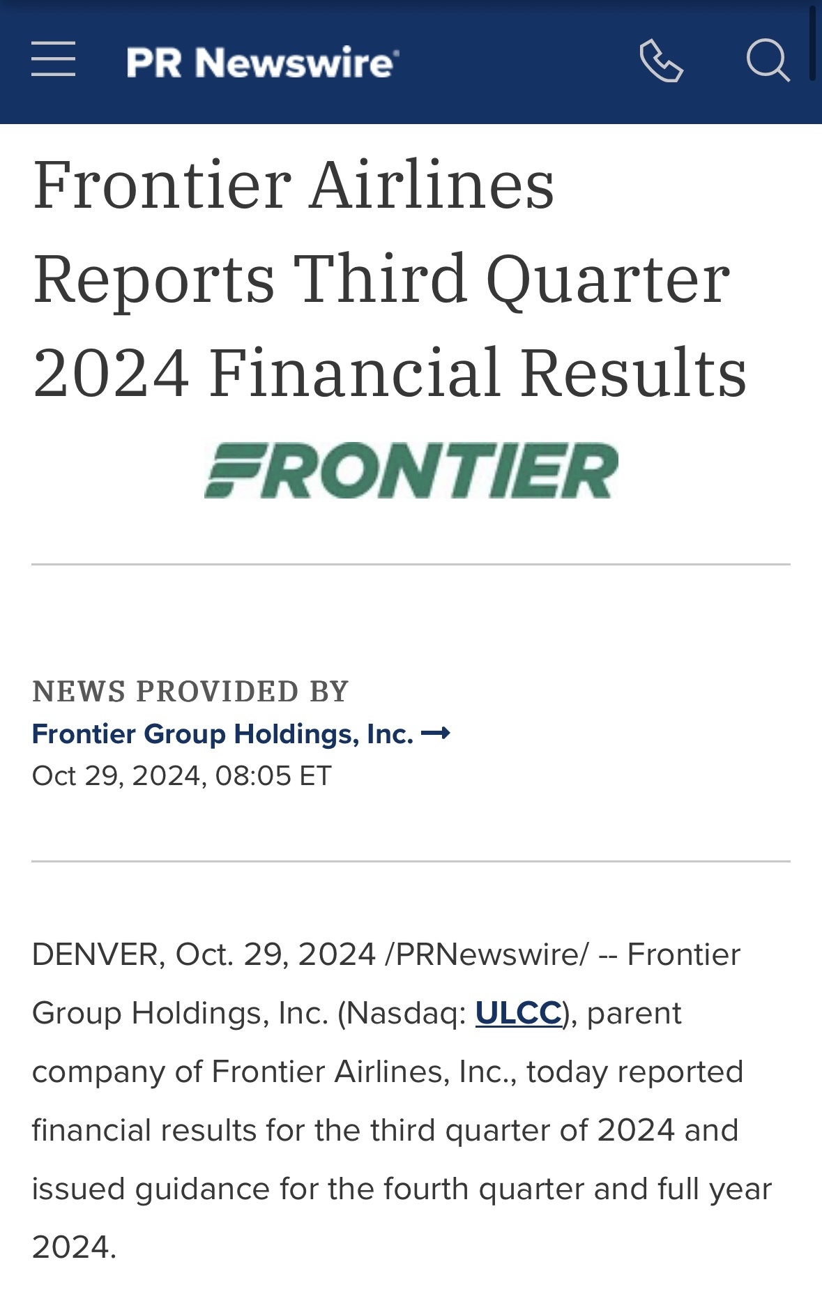 $Frontier Group (ULCC.US)$