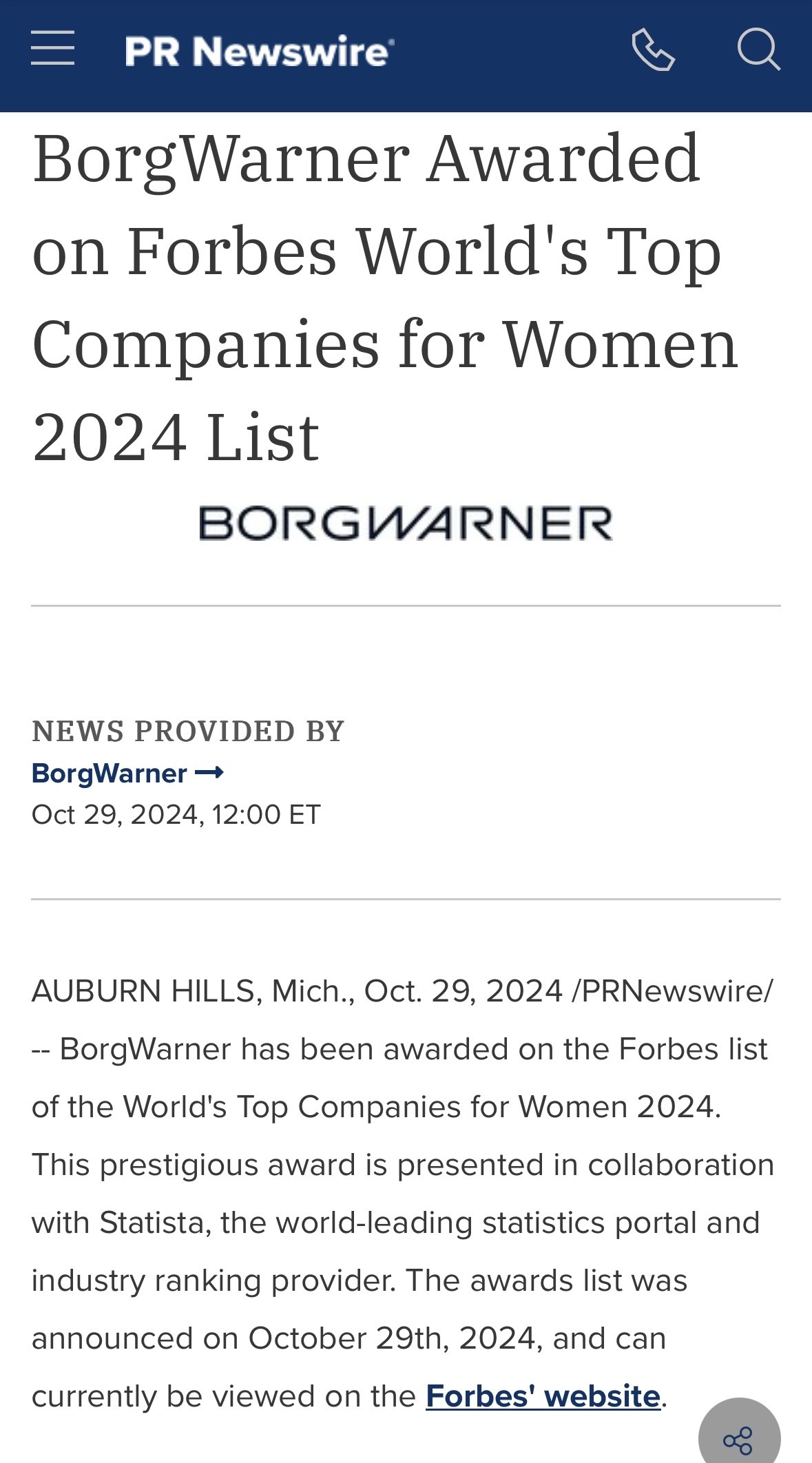 $BorgWarner (BWA.US)$