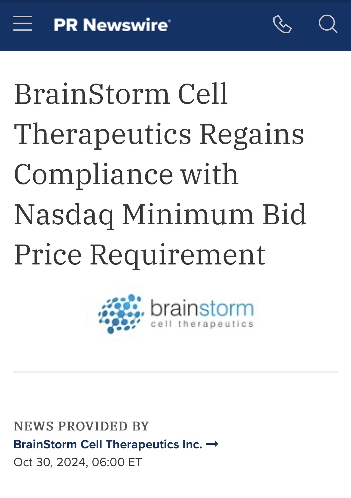 $Brainstorm Cell Therapeutics (BCLI.US)$