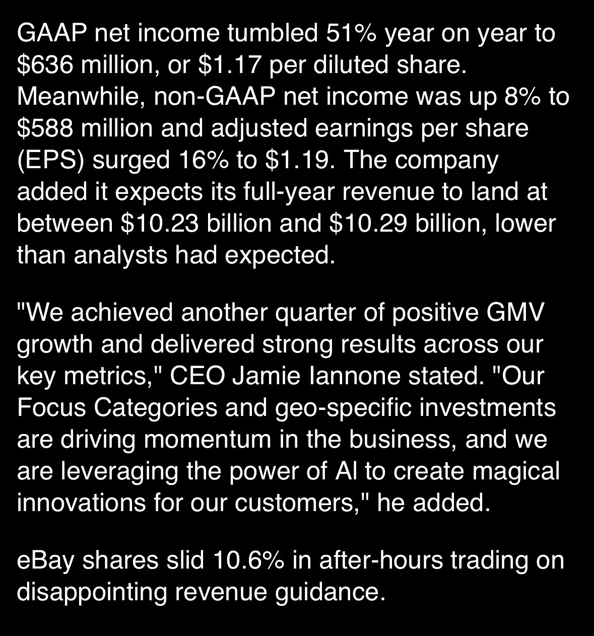 🎃 ebay净利润在第三季度暴跌51%，降至63600万美元。 👻