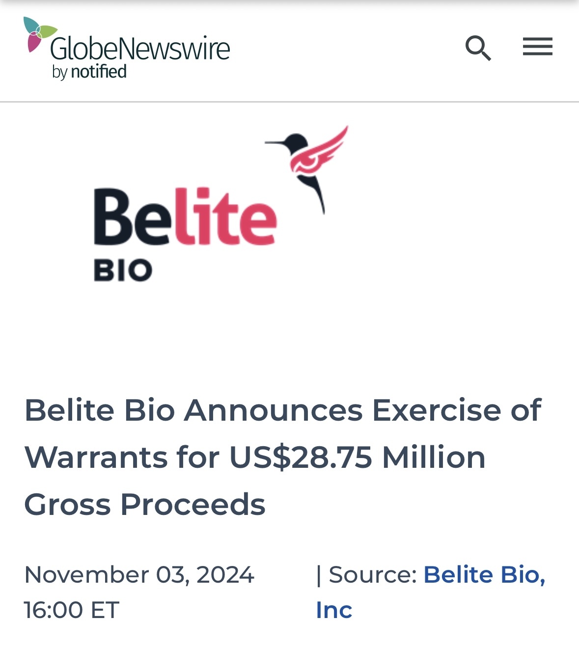 $Belite Bio (BLTE.US)$