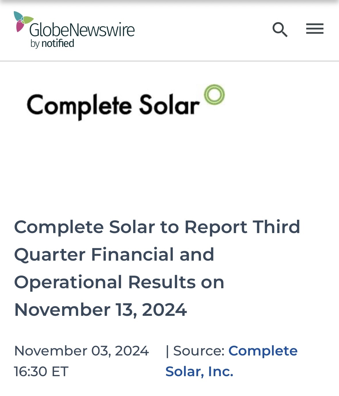 $Complete Solaria (CSLR.US)$