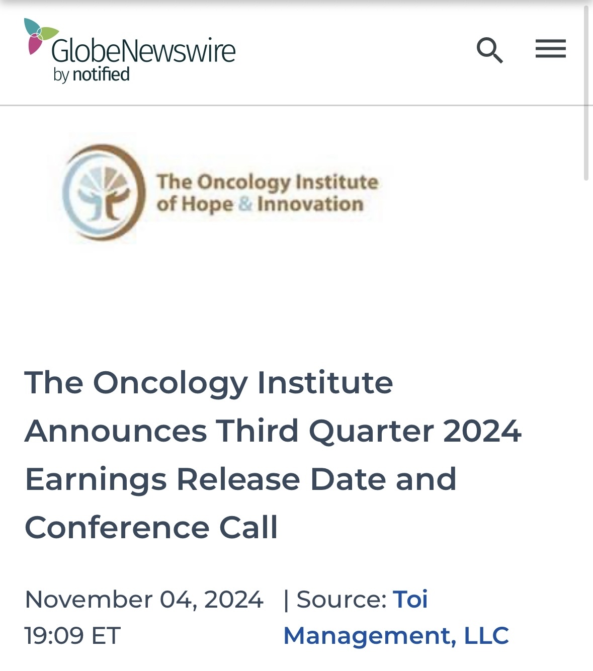 $The Oncology Institute (TOI.US)$