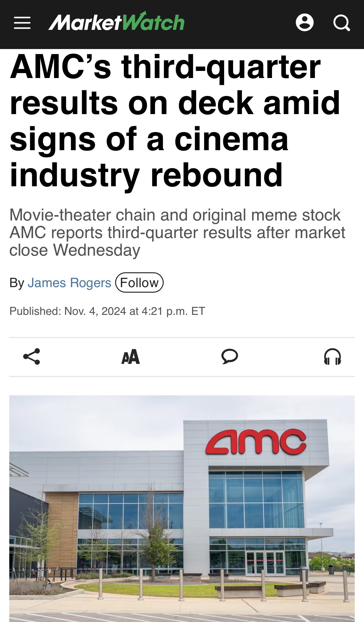 AMC社のサードクォーターの業績は、映画業界の回復の兆候の中で待ちわびています。🍿🍿