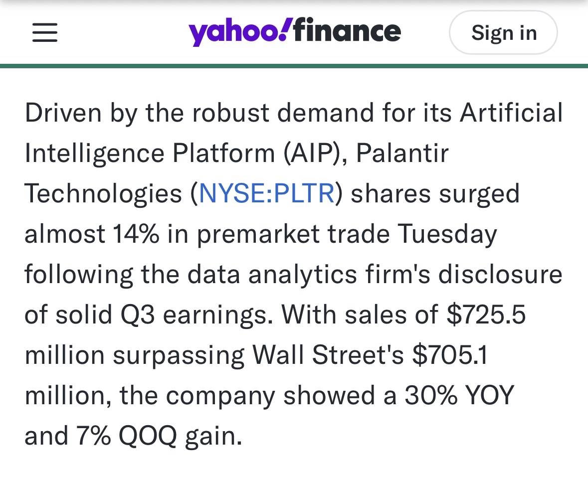 palantir在人工智能解決方案需求激增下，提高了2024年的預測，股價上漲了14%