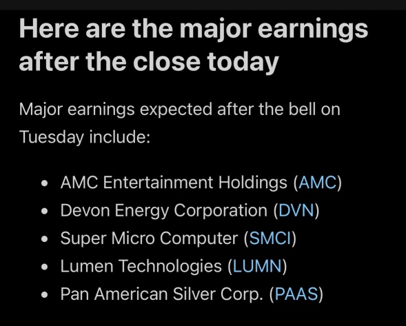 Major earnings after close 11/5\24