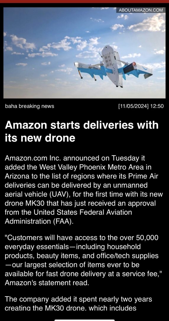 Amazon starts deliveries with its new drone….